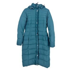 Lands' End Women's Teal Green Puffer Parka Down Jacket with Hood Size Small